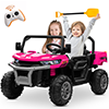 Joyracer 24 Volt Ride on Toys with Remote Control, 2-Seater Battery Powered Tractor Wheeler Electric Car for Toddlers, Motorized Vehicle w/ Tippable Trailer, Music-xiaotu