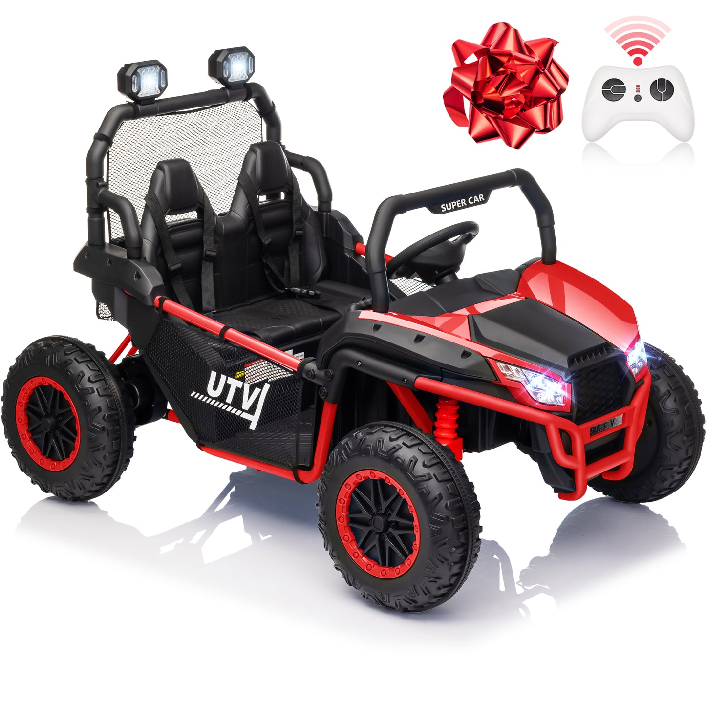 Joyracer 24V Kids Ride on Car, 2 Seater Powered off-Road, 4WD Electric Vehicles with Remote Control, Maximum 5mph, Spring Suspension UTV for 3-8 Boys Girls