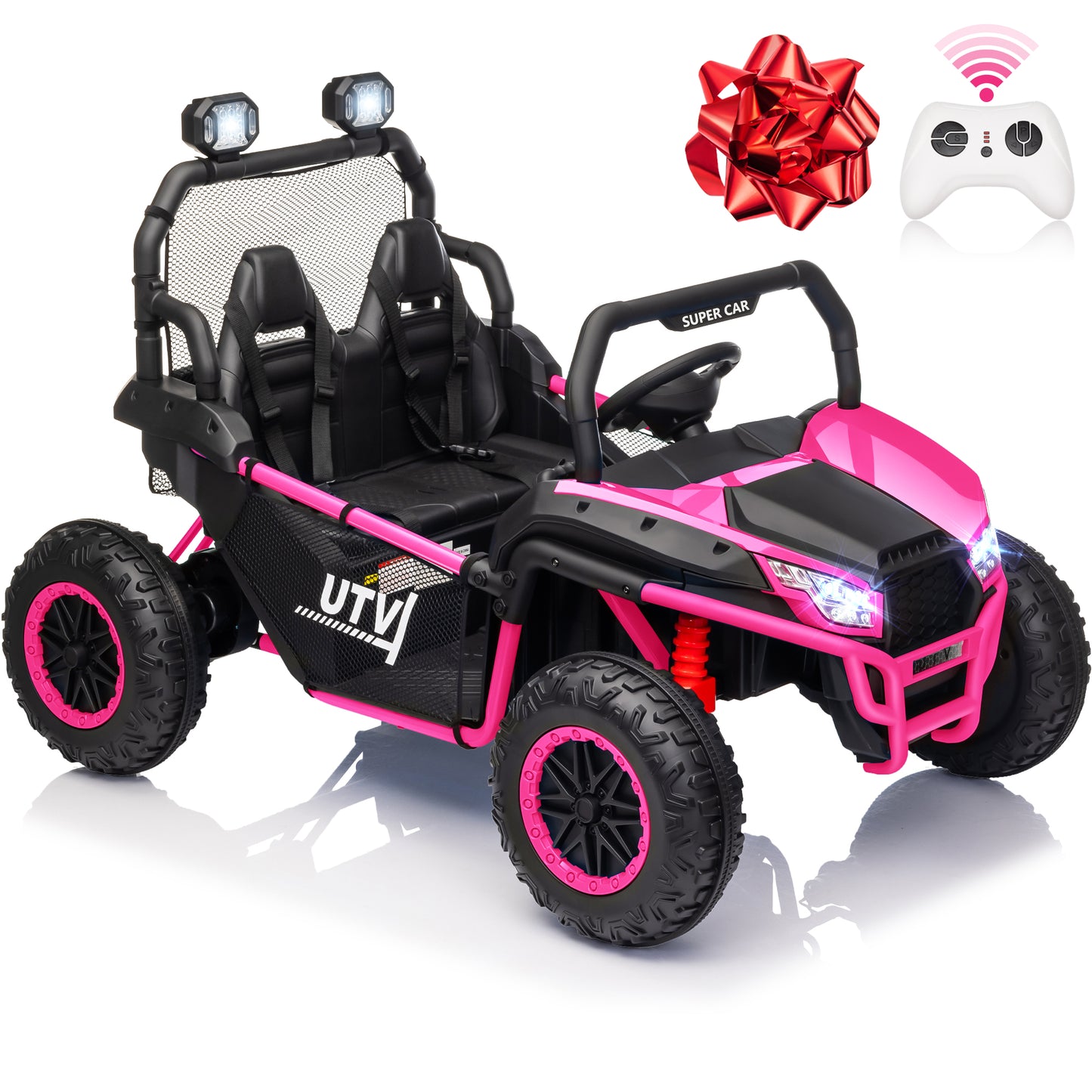 Joyracer 24V Kids Ride on Car, 2 Seater Powered off-Road, 4WD Electric Vehicles with Remote Control, Maximum 5mph, Spring Suspension UTV for 3-8 Boys Girls