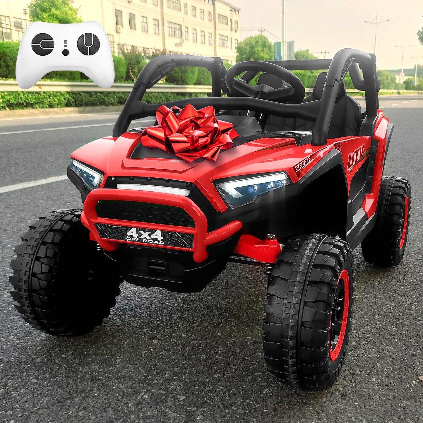 JOYRACER 4WD 24V 2 Seater Ride on Toys UTV for Kids w/Parent Remote Control, 7AH Kids Battery Powered Vehicles, Bluetooth Spring Suspension, Storage for Gift, Black,Pink, Green,Red-639