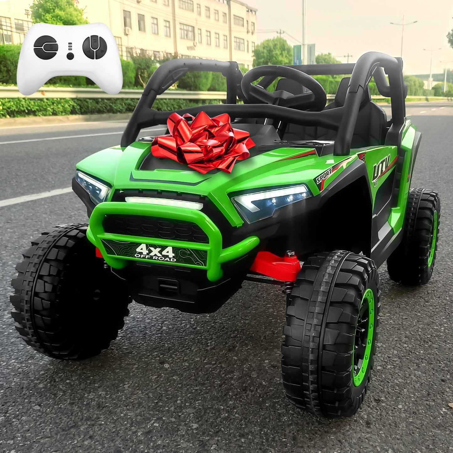 JOYRACER 4WD 24V 2 Seater Ride on Toys UTV for Kids w/Parent Remote Control, 7AH Kids Battery Powered Vehicles, Bluetooth Spring Suspension, Storage for Gift, Black,Pink, Green,Red-639