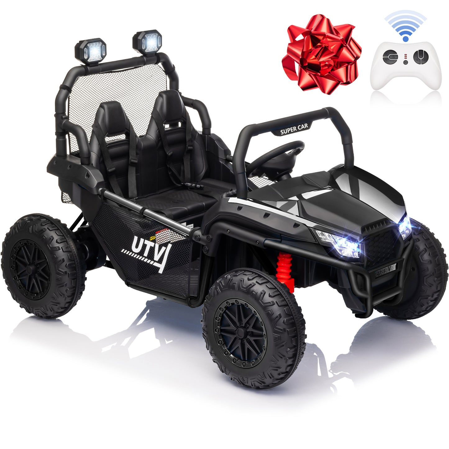 Joyracer 24V Kids Ride on Car, 2 Seater Powered off-Road, 4WD Electric Vehicles with Remote Control, Maximum 5mph, Spring Suspension UTV for 3-8 Boys Girls