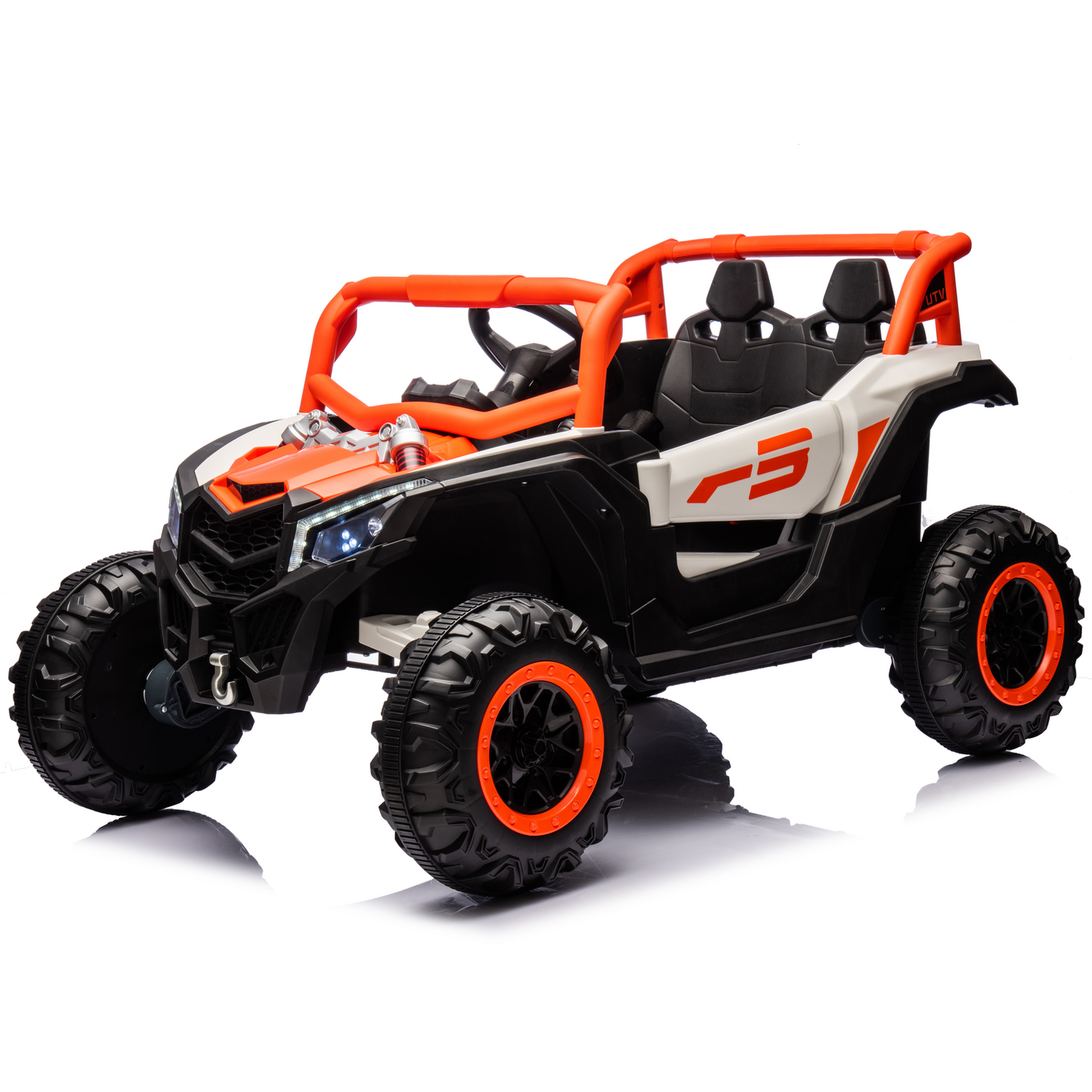 24V Ride on Car w/ Remote Control, 4WD Powered Electric Off-Road UTV with 4*200W Motors, Orange2