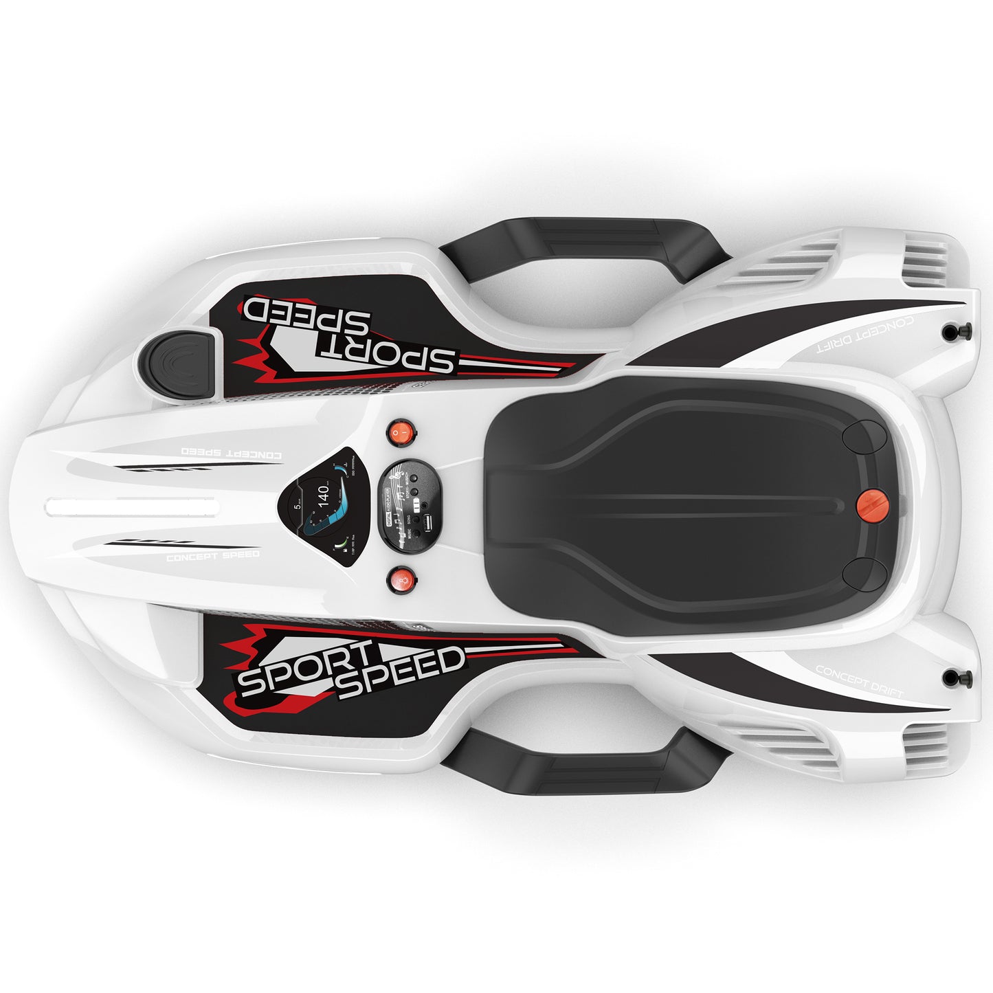 24V Ride on Toys with 200W Hub Motor Up to 7MPH, Battery Powerd Ride on Drift Car, Color Tail Spray, Accelerator Pedal, PU Tires, Gravity Steering, Bluetooth Music for Big Kids Ages 6+, White