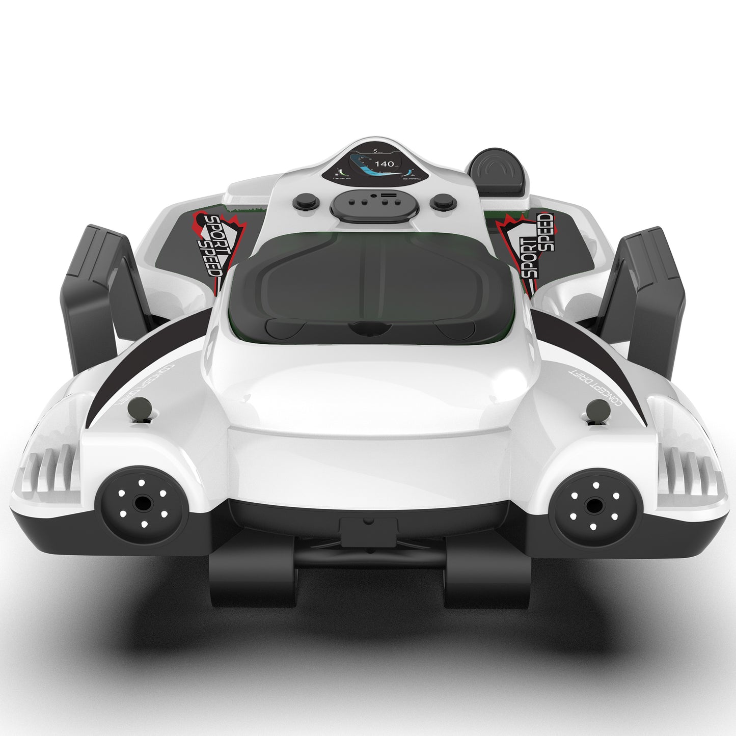 24V Ride on Toys with 200W Hub Motor Up to 7MPH, Battery Powerd Ride on Drift Car, Color Tail Spray, Accelerator Pedal, PU Tires, Gravity Steering, Bluetooth Music for Big Kids Ages 6+, White