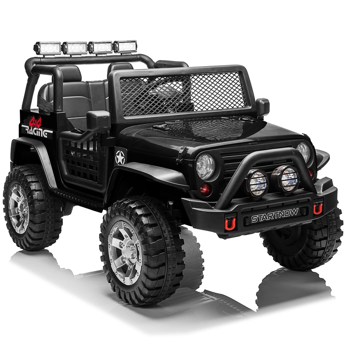 12V Kids Ride On Truck 4x4 Car with 2 Seater & Remote Control, 10Ah Battery Powered Electric Ride on Toys w/ 4*75W Motor, Bluetooth MP3 Music, 4 Wheels Suspension, 3 Speeds Black