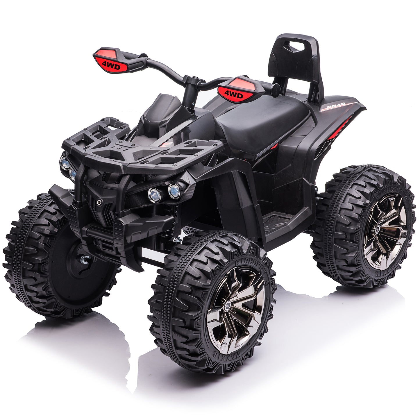 Joyracer 4WD 24V Ride on Toys w/ Remote, ATV 4-Wheeler Quad Outdoor Toys, 2-Seater Powered Electric Car for Kids, Music,-Black-3288