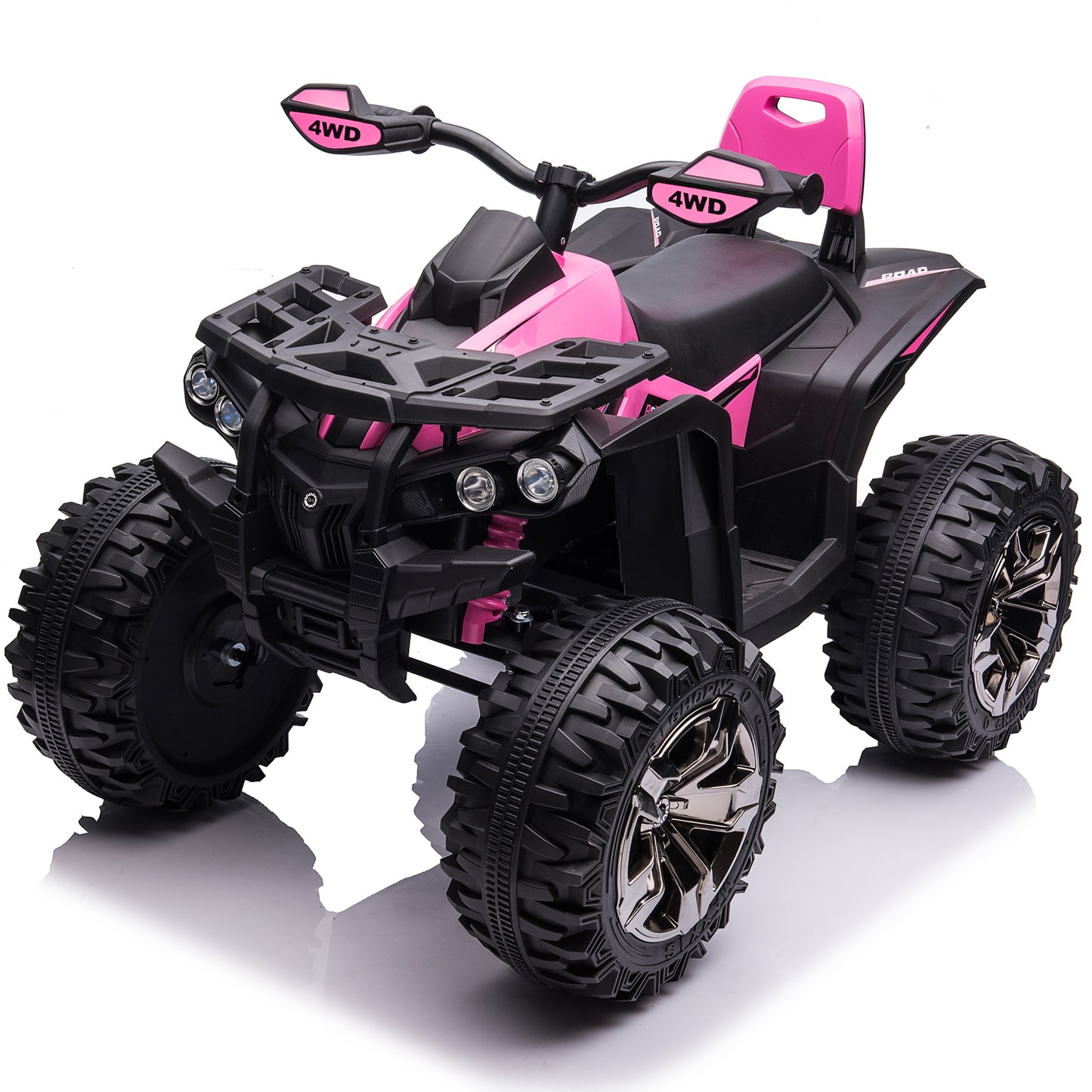 Joyracer 4x4 24V Kids Ride on ATV with 2 Seater, Powerful 4-Wheeler Quad Electric Car w/ 4x200W Motor, Ride on Toys w/ High/Low Speed, Bluetooth/MP3, Horn, Music, LED Light for Big Kids Gift, Pink-3288zhu
