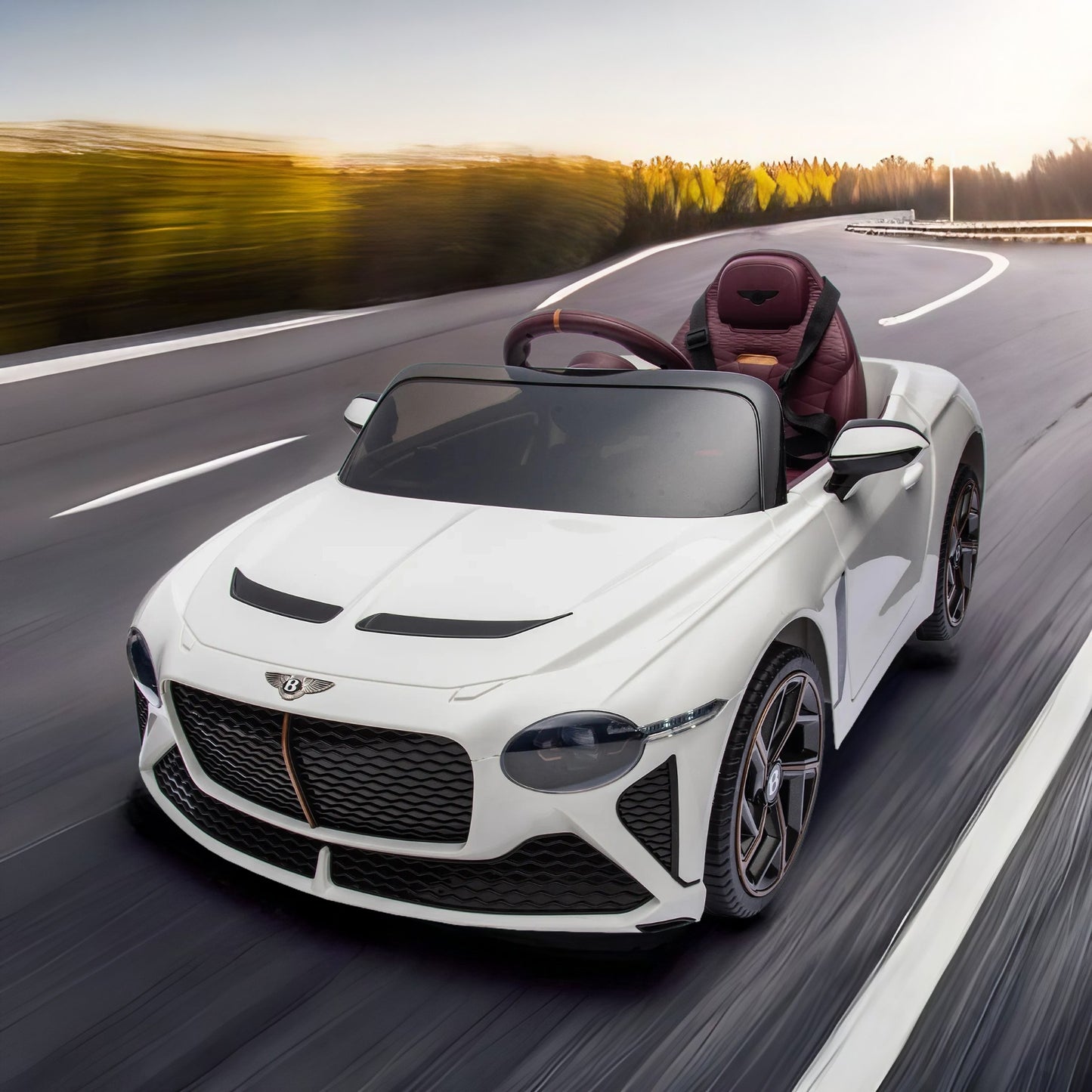 Licensed Bentley 12V Kids Ride on Car with Remote Control, 7Ah Battery Powered Electric Ride on Toy w/ 3 Speeds, Sports Car for Kids Gift, Bluetooth, Music, Story, USB/MP3, LED Light, White