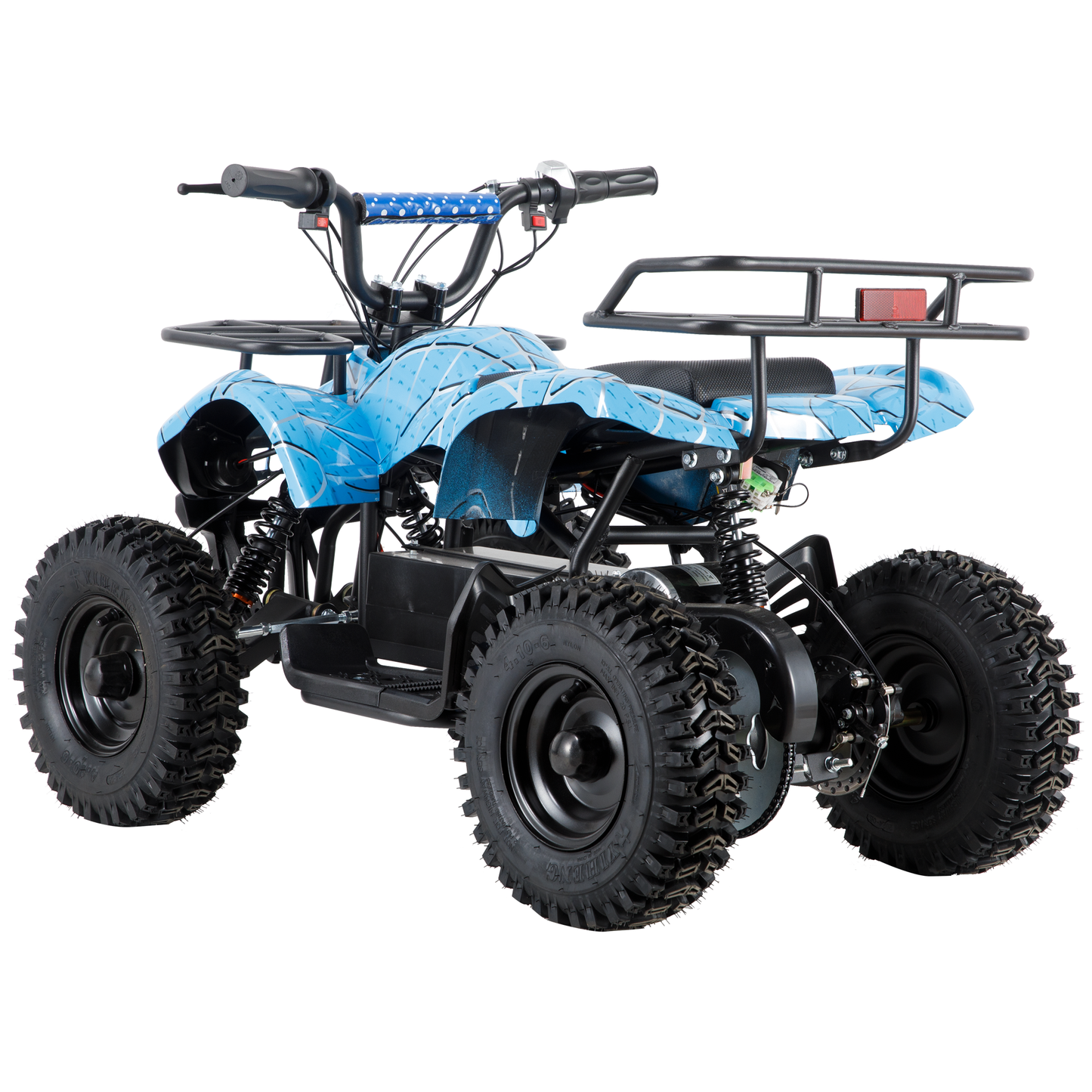 Joyracer 500W Dirt Quad - 36V Powered Ride-on, Electric 4-Wheeler for Kids Teenager, Mini ATV w/ Brush-less Motor, Hydraulic-spring Absorbers, Disc Brakes, 3 Speeds, Up to 16 mph, Light Blue