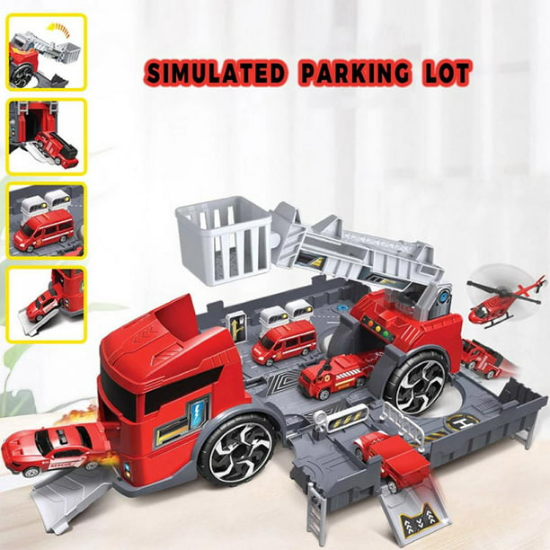 Kid Toys,Mini Truck Toy Car Model Deformation Car Combination Series Children's Toys Educational Preschool for Kids Children Party Favors Birthday Game Supplies-Fire Fighting Truck