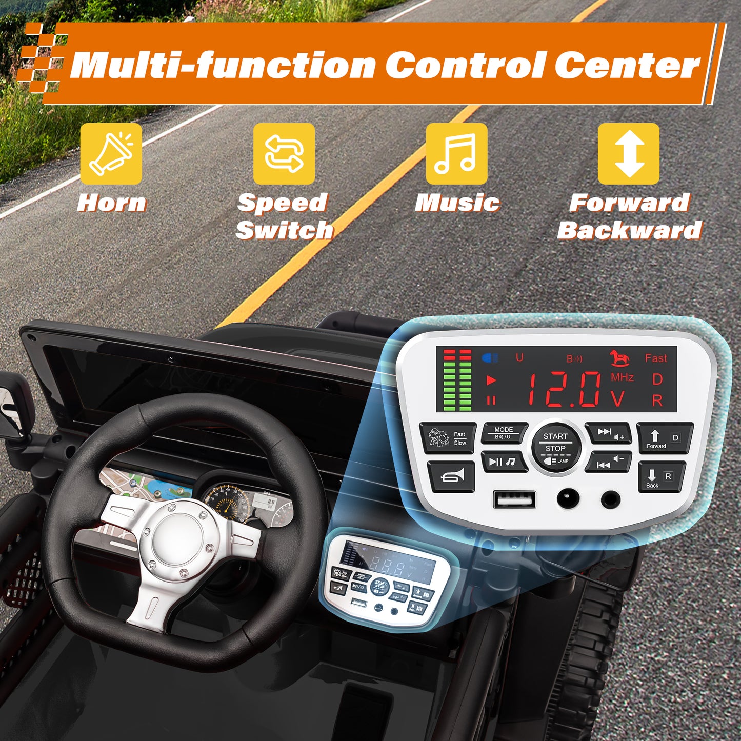 Joyracer 24V Kids Ride on Truck Car with Remote Control, 2* 200W Powered Toy Car up to 5 mph, Powered 4-Wheeler Toy w/ Spring Suspension, 3 Speeds, LED Lights, Bluetooth Music, Black