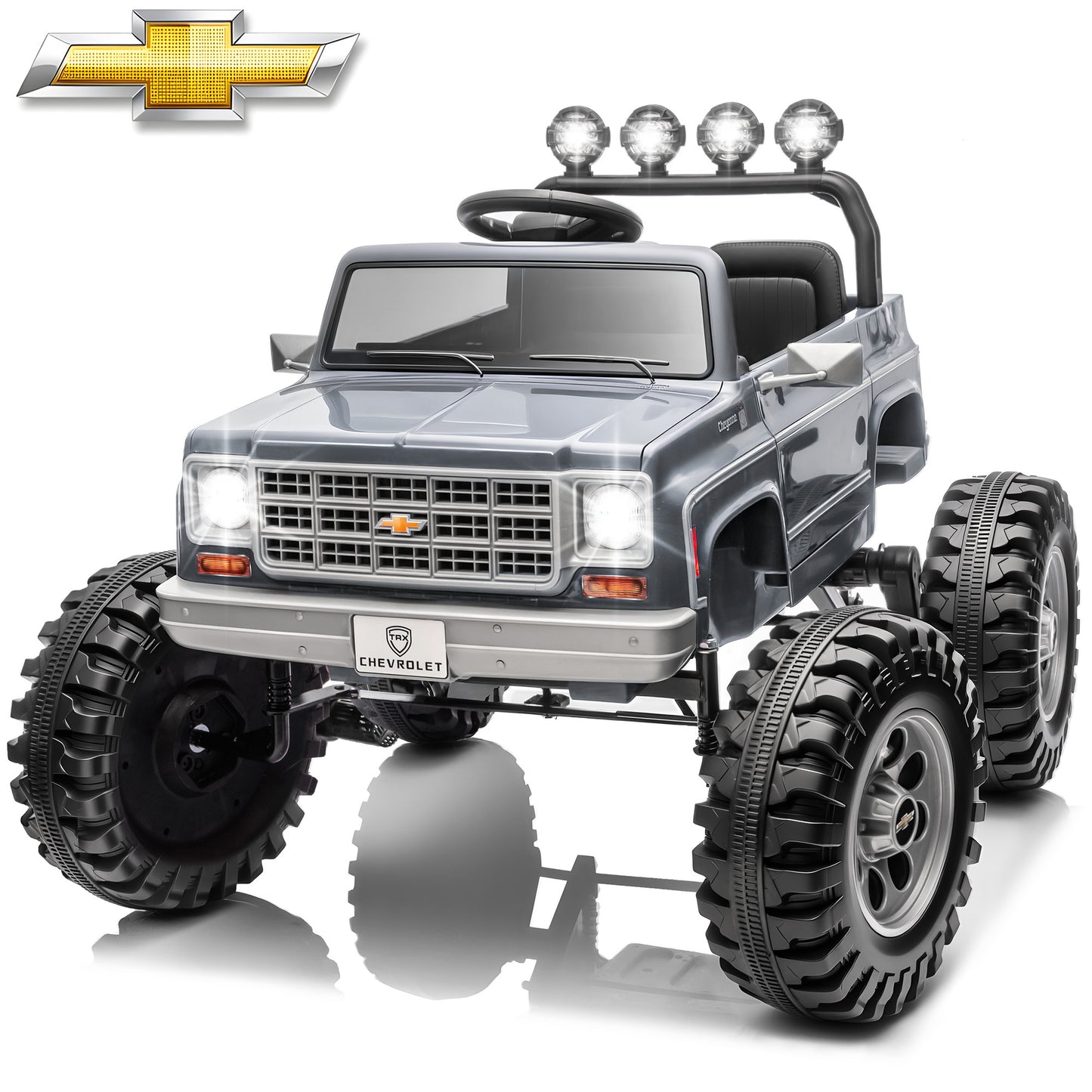 Joyracer 24 Volt Ride on Toys, Chevrolet Cheyenne Electric Car for Big Kids, Power Car Wheels with Remote, Bluetooth Music, USB, LED Lights, Black