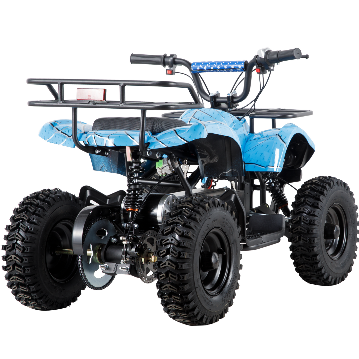 Joyracer 500W Dirt Quad - 36V Powered Ride-on, Electric 4-Wheeler for Kids Teenager, Mini ATV w/ Brush-less Motor, Hydraulic-spring Absorbers, Disc Brakes, 3 Speeds, Up to 16 mph, Light Blue