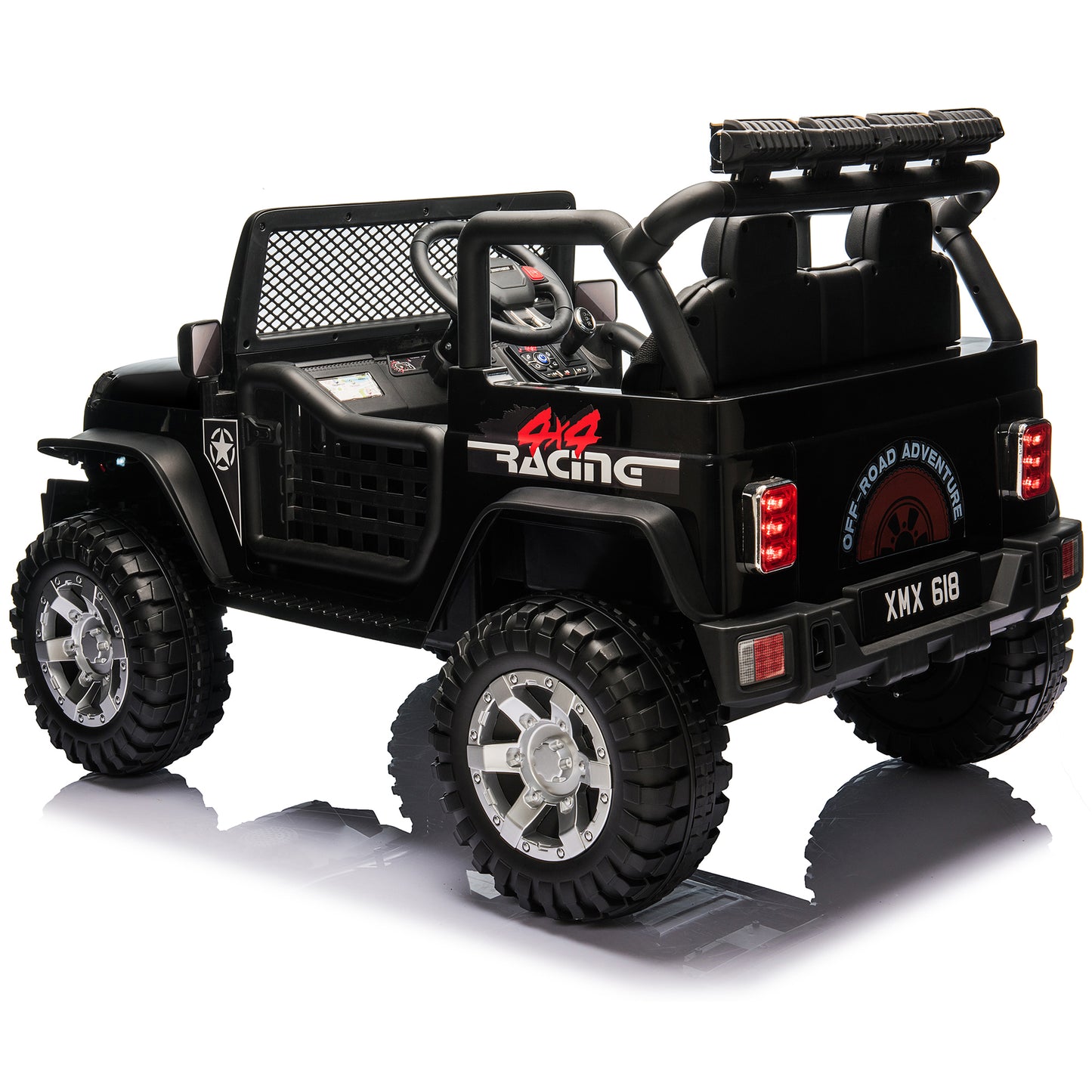 12V Kids Ride On Truck 4x4 Car with 2 Seater & Remote Control, 10Ah Battery Powered Electric Ride on Toys w/ 4*75W Motor, Bluetooth MP3 Music, 4 Wheels Suspension, 3 Speeds Black