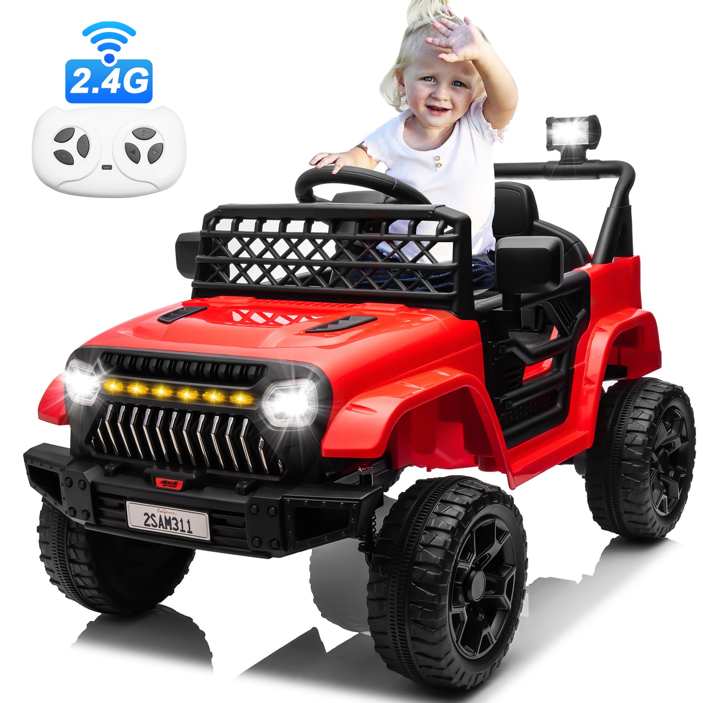 12V Ride on Toys with Remote Control, Kids Battery Car Electric Powered Ride on Car w/ 3-Speed, 4-Wheel Suspension, Music, Bluetooth, MP3, LED Lights, Large Wheels, Black