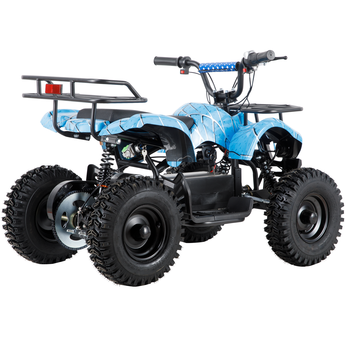 Joyracer 500W Dirt Quad - 36V Powered Ride-on, Electric 4-Wheeler for Kids Teenager, Mini ATV w/ Brush-less Motor, Hydraulic-spring Absorbers, Disc Brakes, 3 Speeds, Up to 16 mph, Light Blue