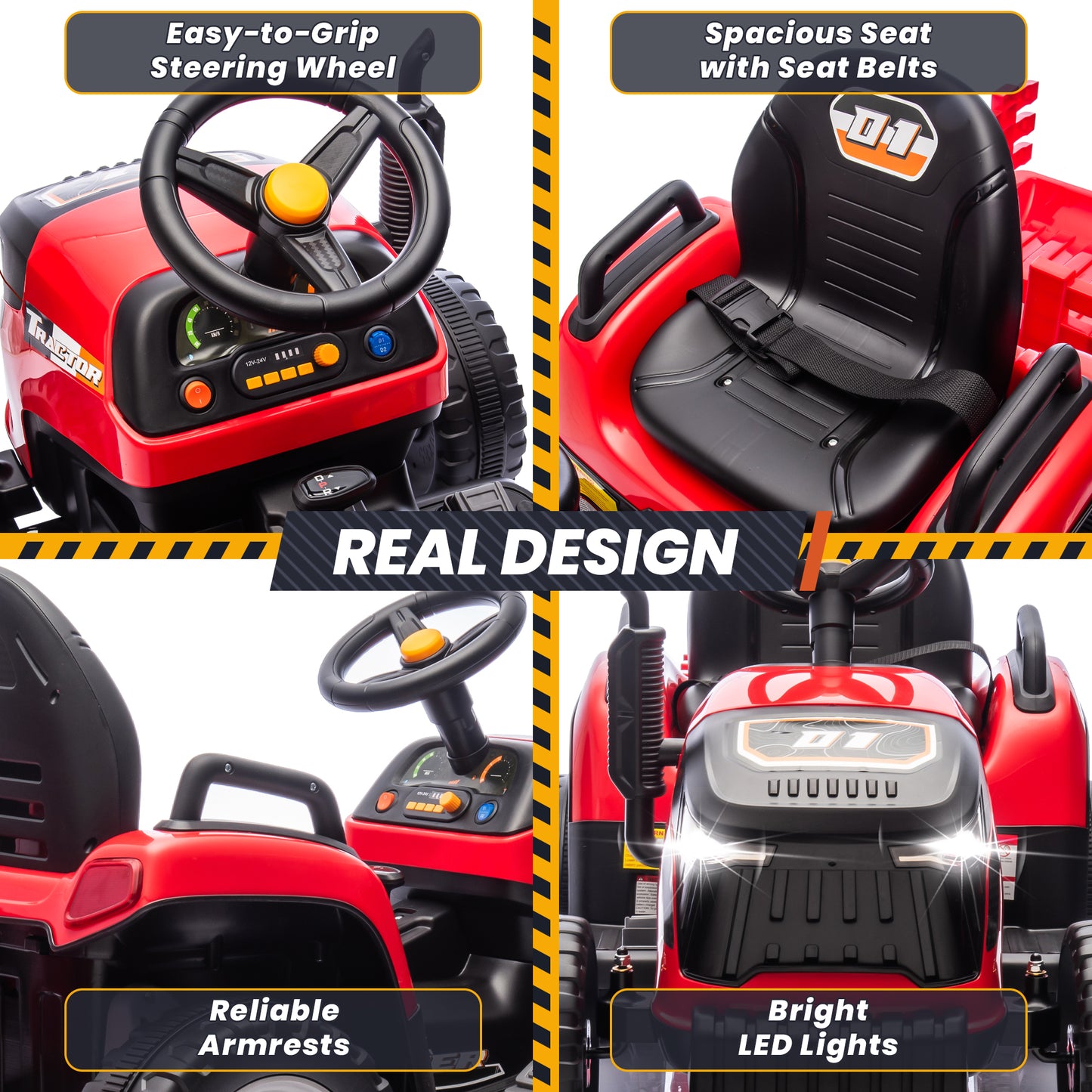 Joyracer 24V Kids Ride on Truck Car w/ Parent Remote Control, Powered 4-Wheeler Toy for Toddlers w/3 Speeds, Music, Red