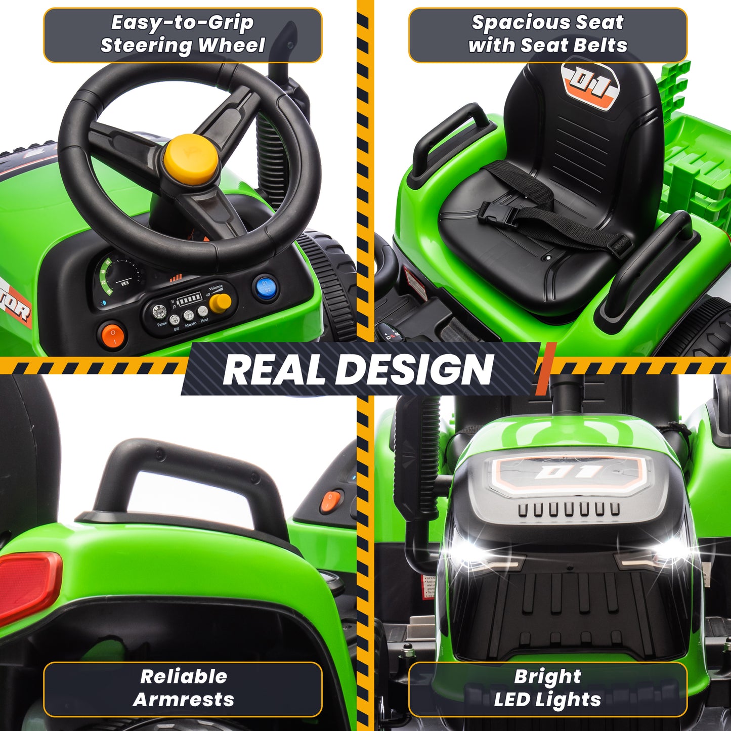 Joyracer 24 Volts Ride on Toys Vehicle w/Remote Control, 2 Seater Powered Ride on Tractor Truck, Electric Car for Kids 2-6 Gifts, 4-Wheelers Tipable Transport Dumper/Bluetooth/Music, Green-030