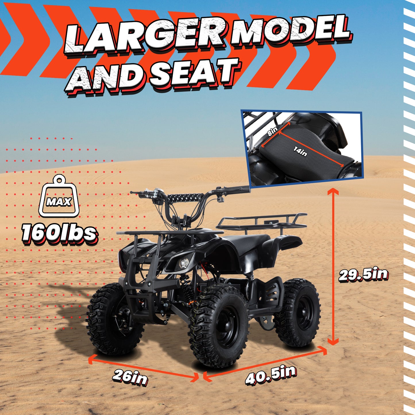 Joyracer 500W Dirt Quad - 36V Powered Ride-on, Electric 4-Wheeler for Kids Teenager, Mini ATV w/ Brush-less Motor, Hydraulic-Spring Absorbers, Disc Brakes, 3 Speeds, up to 16 mph, Black