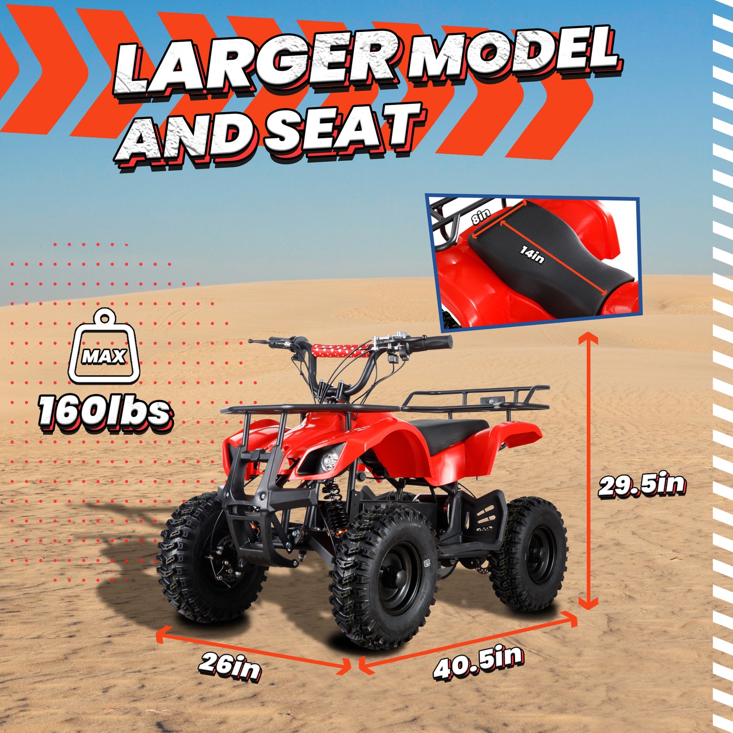 Joyracer 500W Dirt Quad - 36V Powered Ride-on ATV, Electric 4-Wheeler for Kids Teenager, Red