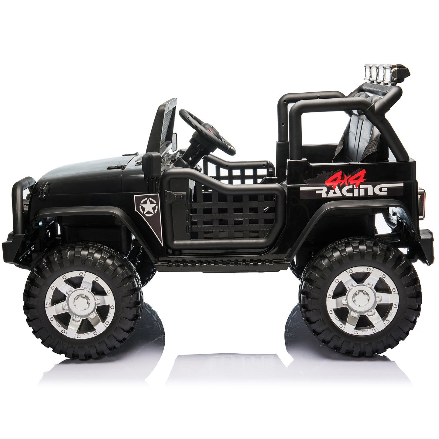 12V Kids Ride On Truck 4x4 Car with 2 Seater & Remote Control, 10Ah Battery Powered Electric Ride on Toys w/ 4*75W Motor, Bluetooth MP3 Music, 4 Wheels Suspension, 3 Speeds Black