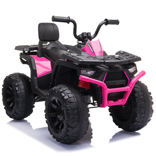 12V Kids Ride-On Electric ATV with 2 Seater,4-Wheeler Quad Car Toy w/ 2* 45W Motor 7AH Battery Powered,3.7Mph Max Speed,LED Lights Spring Suspension for Boys & Girls,Rose Pink