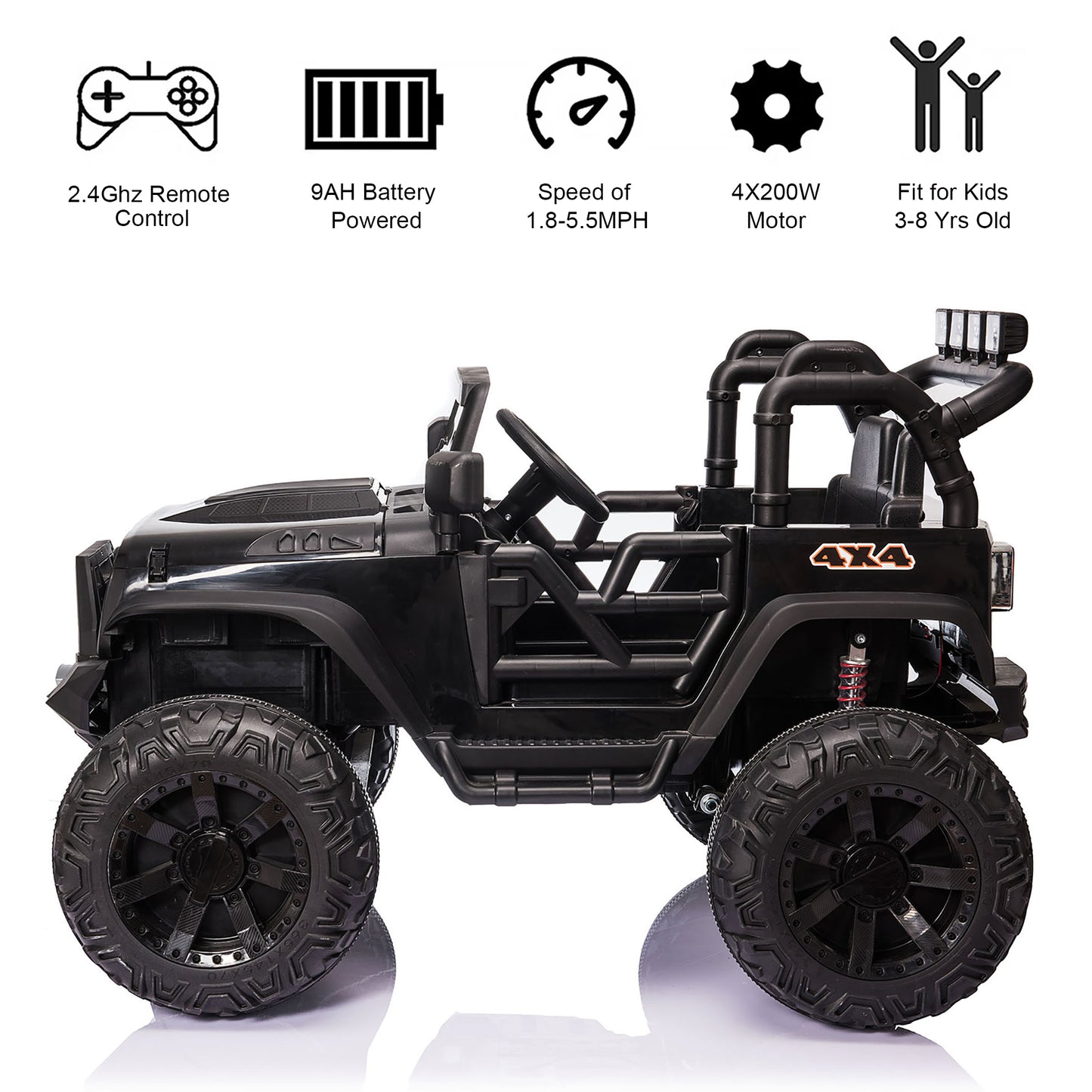 24V Electric Truck Powered Ride-On with Remote Control, Black-- JC555