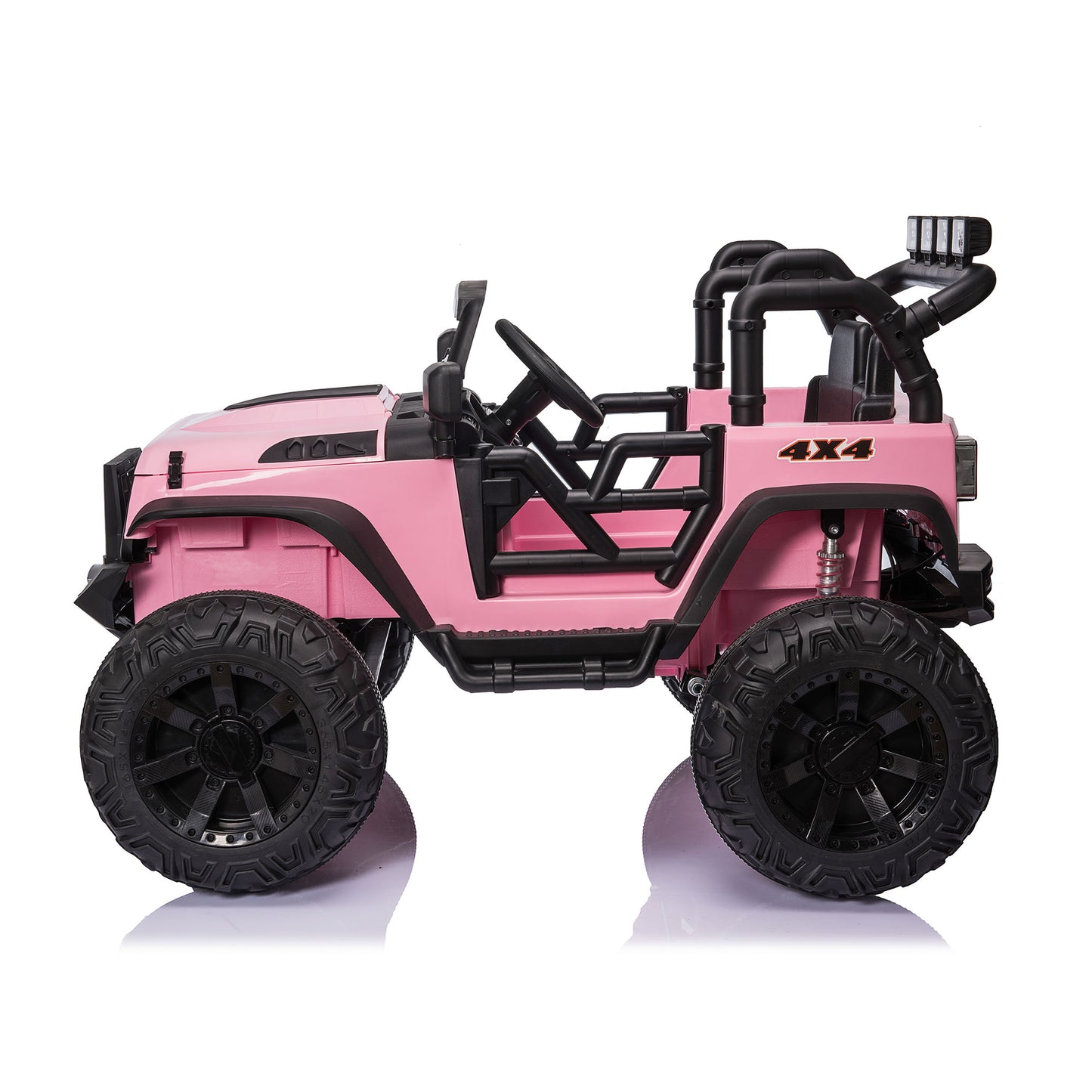 24V Kids Ride On Truck with 2 Seater Remote Control, 4WD Ride On Toy w/ 4*200W Motor 9AH Battery Powered Electric Car, 3 Speeds, Spring Suspension, LED Lights, Bluetooth Music, Pink