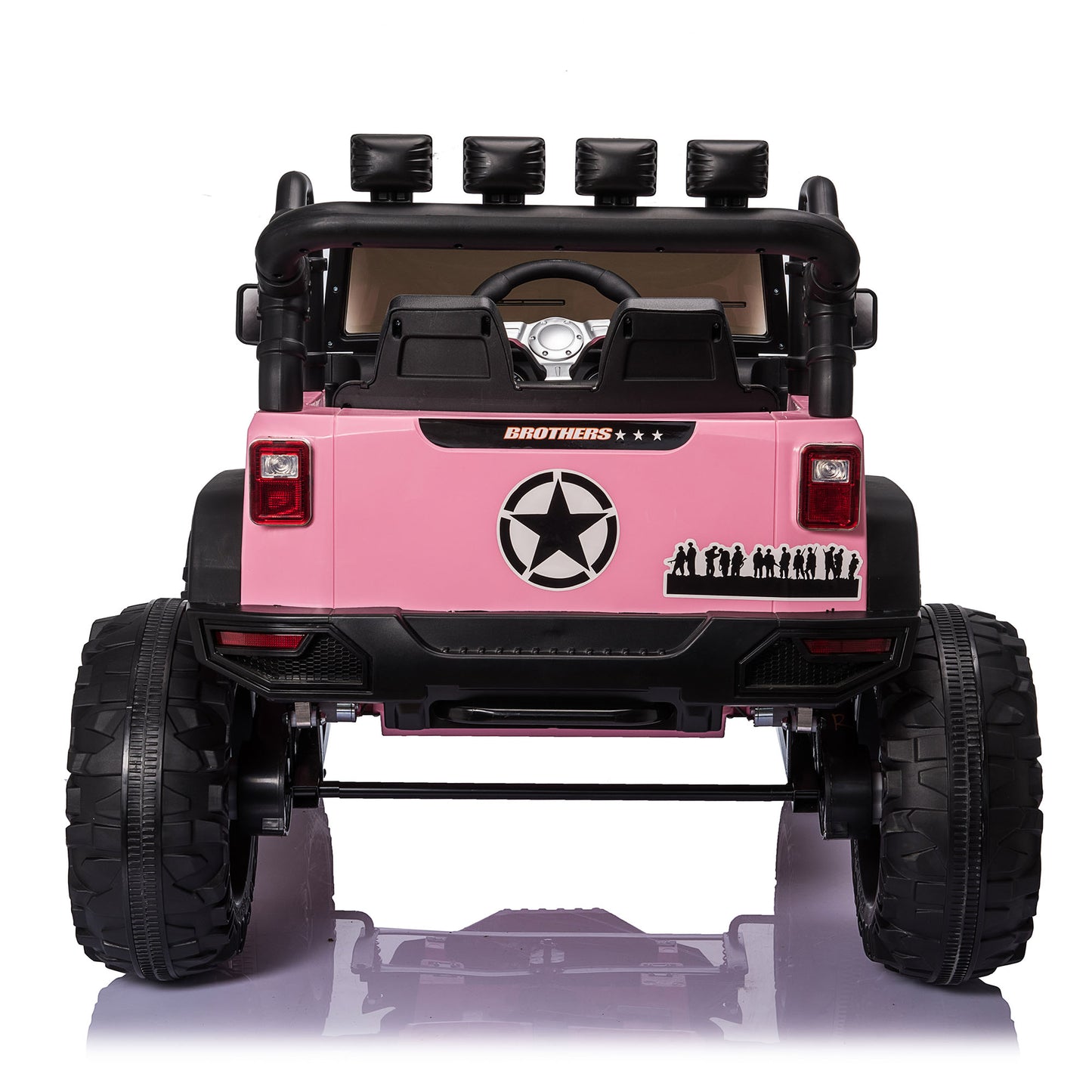 24V Kids Ride On Truck with 2 Seater Remote Control, 4WD Ride On Toy w/ 4*200W Motor 9AH Battery Powered Electric Car, 3 Speeds, Spring Suspension, LED Lights, Bluetooth Music, Pink