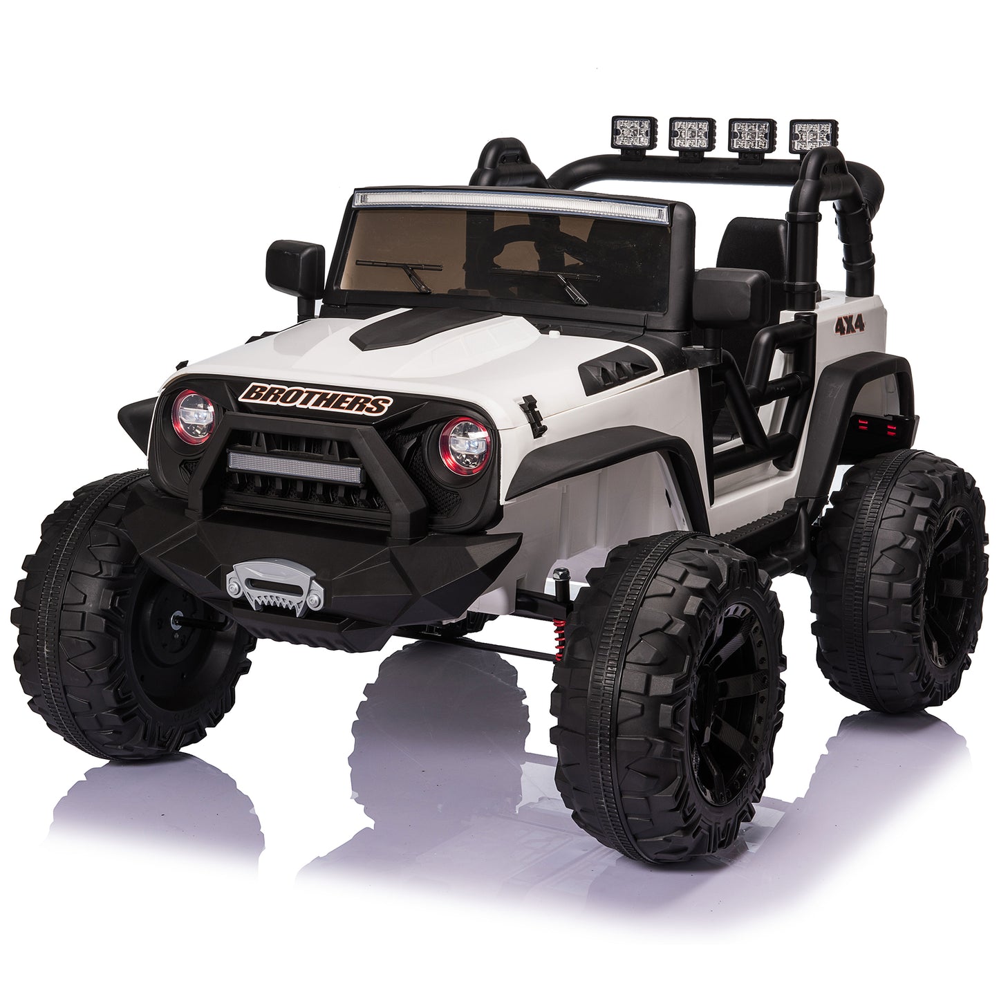 Joyracer 4WD 24 Volt Ride on Toys, 2 Seater Ride on Truck Car w/ Remote Control, Electric Car for Kids w/ 4x200W Motor, Powerful 4-Wheeler for Boys Girls, 3 Speeds, Music, LED Light, Bluetooth, Black, Pink, Red, White--555New