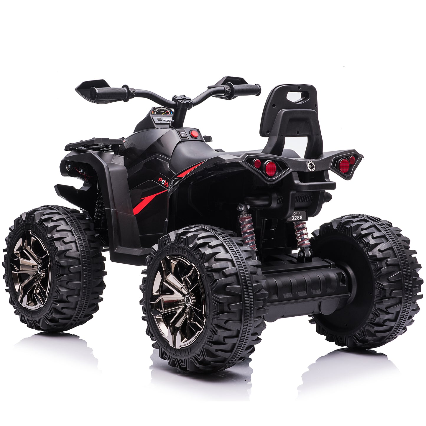 Joyracer 4x4 24V Kids Ride on ATV with 2 Seater, off-Road 4-Wheeler Quad Electric Car w/ 4x200W Motor, Ride on Toys w/ High/Low Speed, Bluetooth/MP3, Horn, Music, LED Light for Big Kids Gift, Black no RC-3288zhu