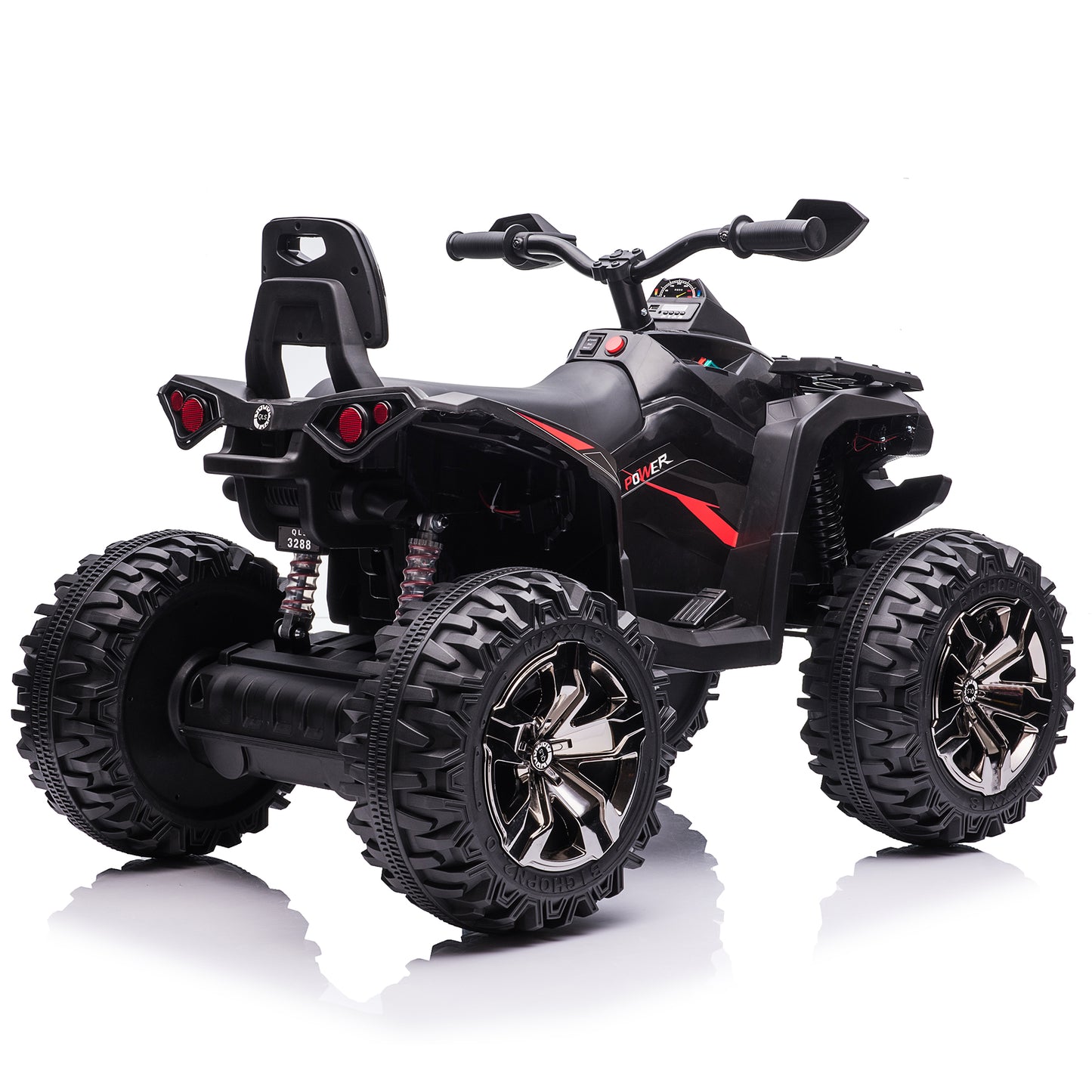 Joyracer 4x4 24V Kids Ride on ATV with 2 Seater, off-Road 4-Wheeler Quad Electric Car w/ 4x200W Motor, Ride on Toys w/ High/Low Speed, Bluetooth/MP3, Horn, Music, LED Light for Big Kids Gift, Black no RC-3288zhu