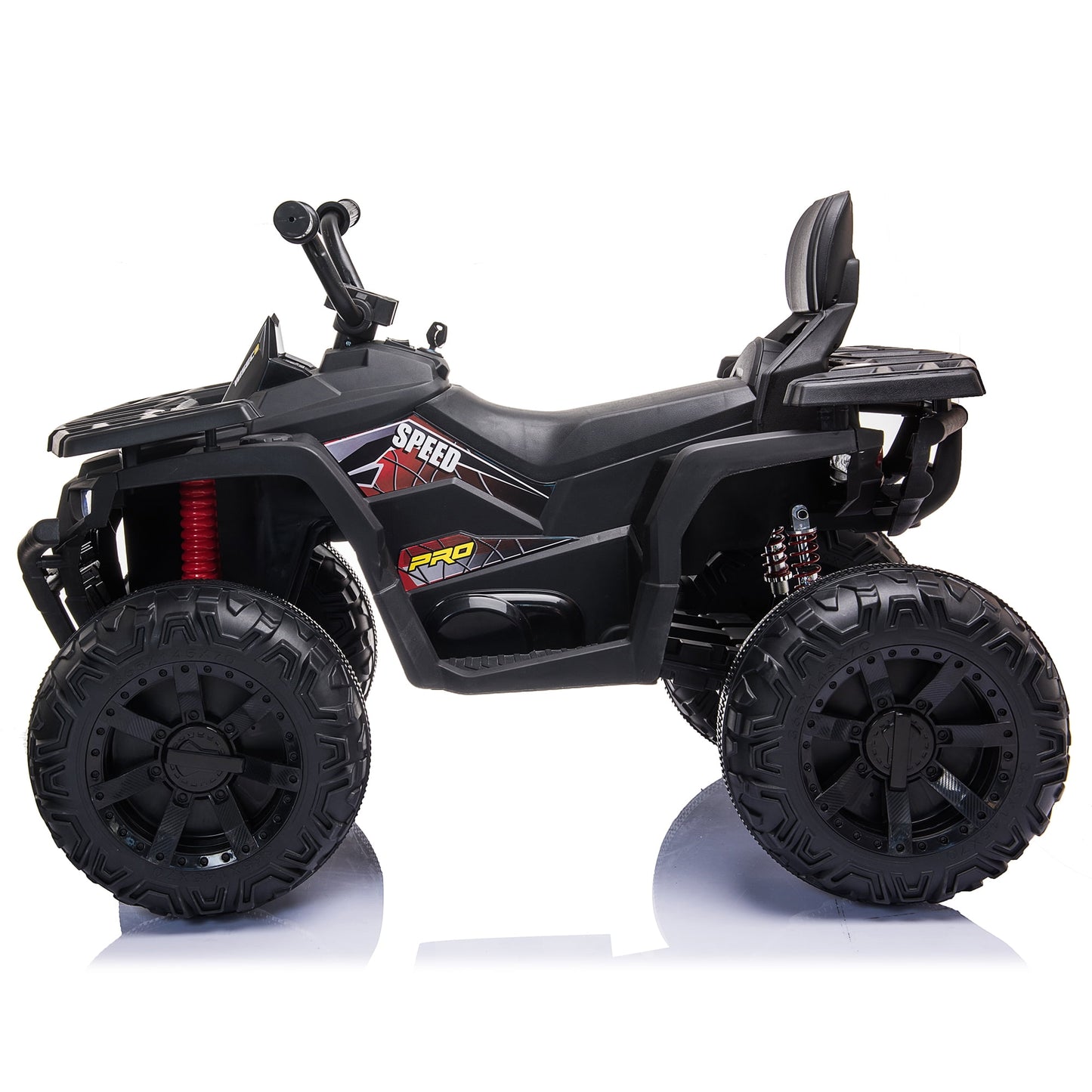 24V Kids Ride On ATV with 2 Seater,2* 200W Motor 9AH Battery Powered Electric Vehicle w/ LED Lights,High & Low Speed,Music,Spring Suspension,Ride on Car 4 Wheeler Quad for Boys & Girls,Black