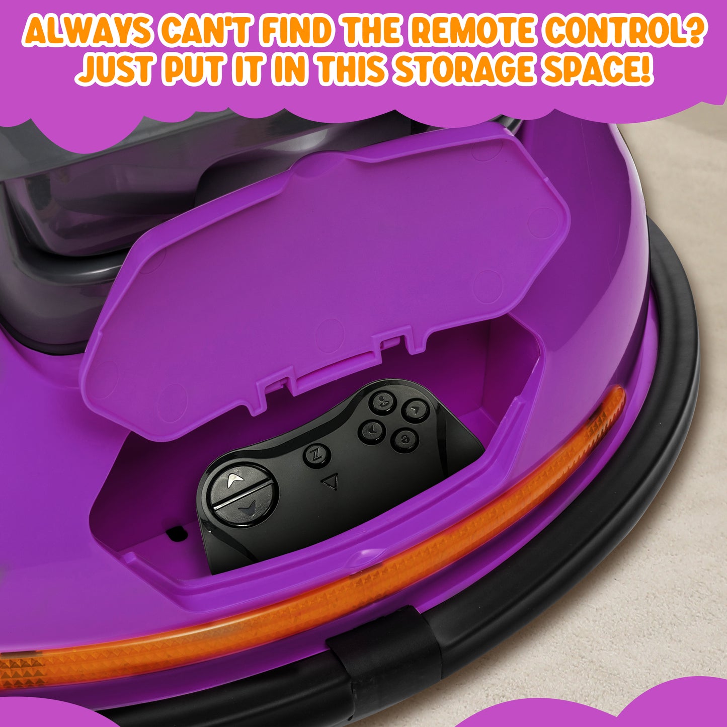 Joyracer 12V Kids Bumper Car for Toddler w/ Remote Control 3 Speeds, Electric Baby Bumper Car Ride on Toys with 7 Color Flashing Lights, 360 Spin, Volume Adjustable, USB/MP3 Music, 1.2 MPH Max, Purple