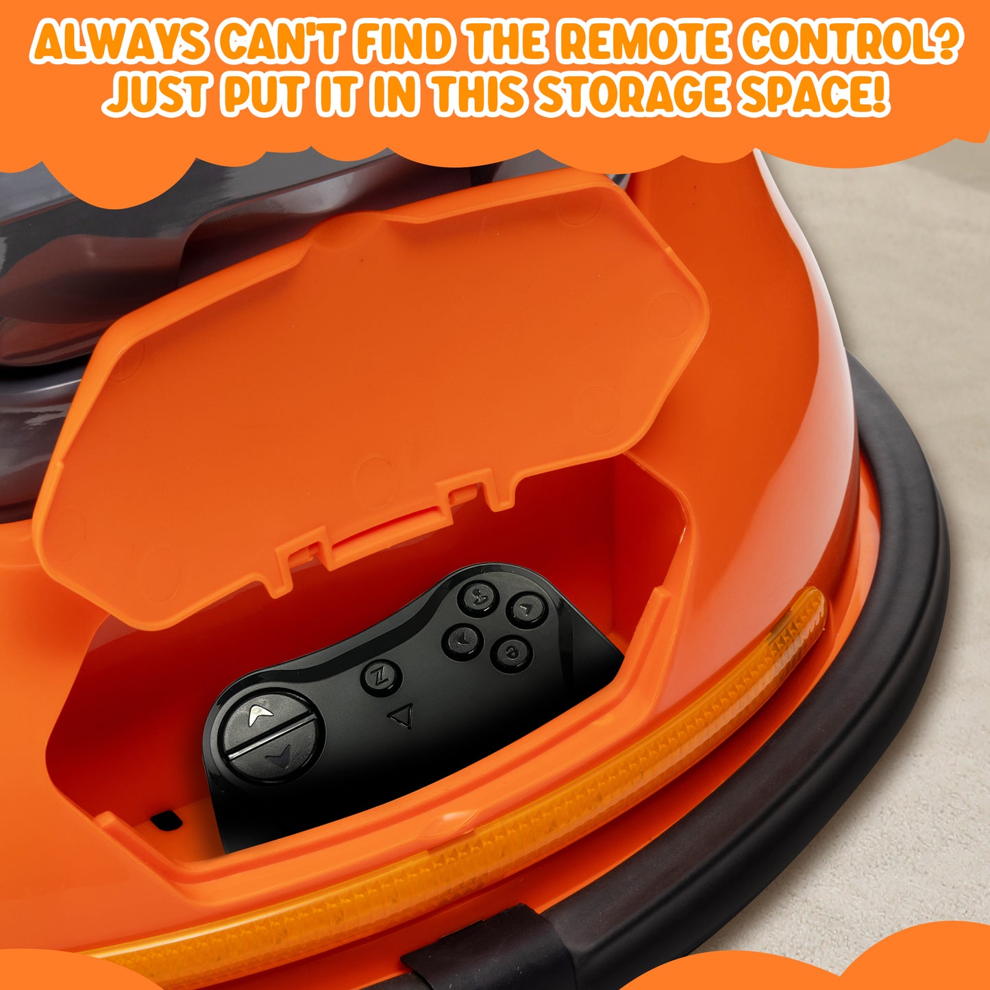 Joyracer 12V Kids Bumper Car for Toddler w/ Remote Control 3 Speeds, Electric Baby Bumper Car Ride on Toys with 7 Color Flashing Lights, 360 Spin, Volume Adjustable, USB/MP3 Music, 1.2 MPH Max, Orange