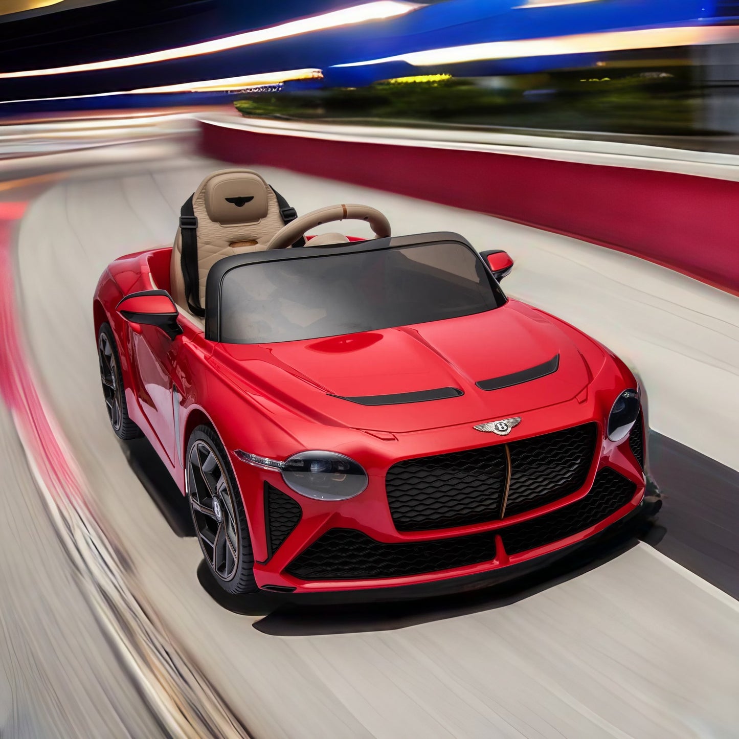 Licensed Bentley 12V Kids Ride on Car with Remote Control, 7Ah Battery Powered Electric Ride on Toy w/ 3 Speeds, Sports Car for Kids Gift, Bluetooth, Music, Story, USB/MP3, LED Light, Red