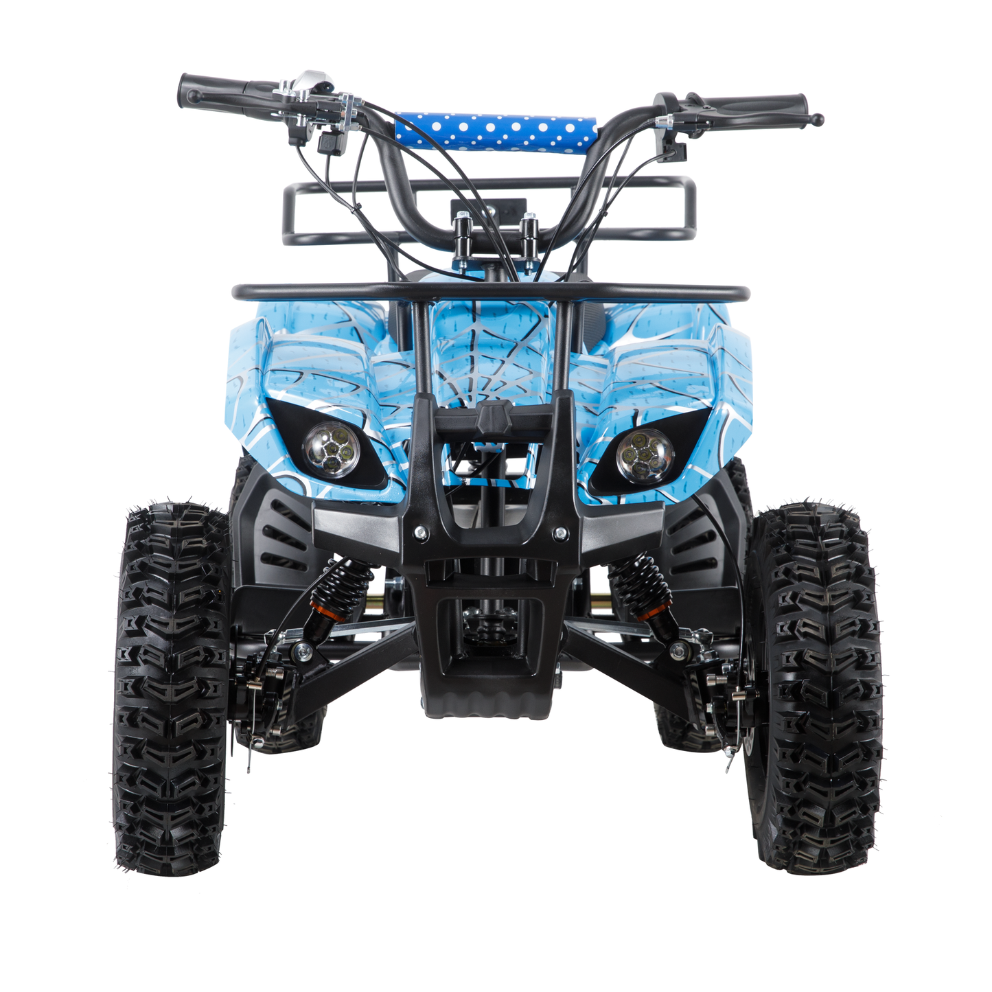 Joyracer 500W Dirt Quad - 36V Powered Ride-on, Electric 4-Wheeler for Kids Teenager, Mini ATV w/ Brush-less Motor, Hydraulic-spring Absorbers, Disc Brakes, 3 Speeds, Up to 16 mph, Light Blue