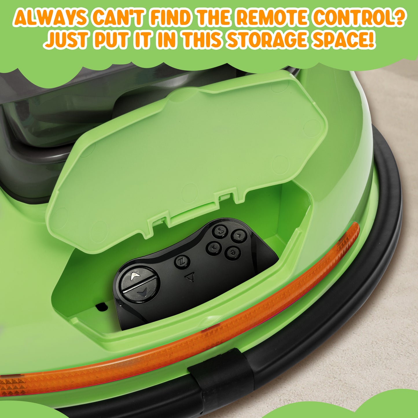 Joyracer 12V Kids Bumper Car for Toddler w/ Remote Control 3 Speeds, Electric Baby Bumper Car Ride on Toys with 7 Color Flashing Lights, 360 Spin, Volume Adjustable, USB/MP3 Music, 1.2 MPH Max, Green