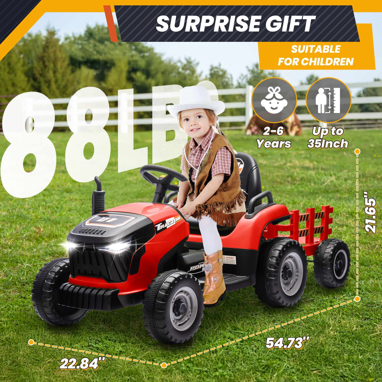 Joyracer 24V Kids Ride on Truck Car w/ Parent Remote Control, Powered 4-Wheeler Toy for Toddlers w/3 Speeds, Music, Red