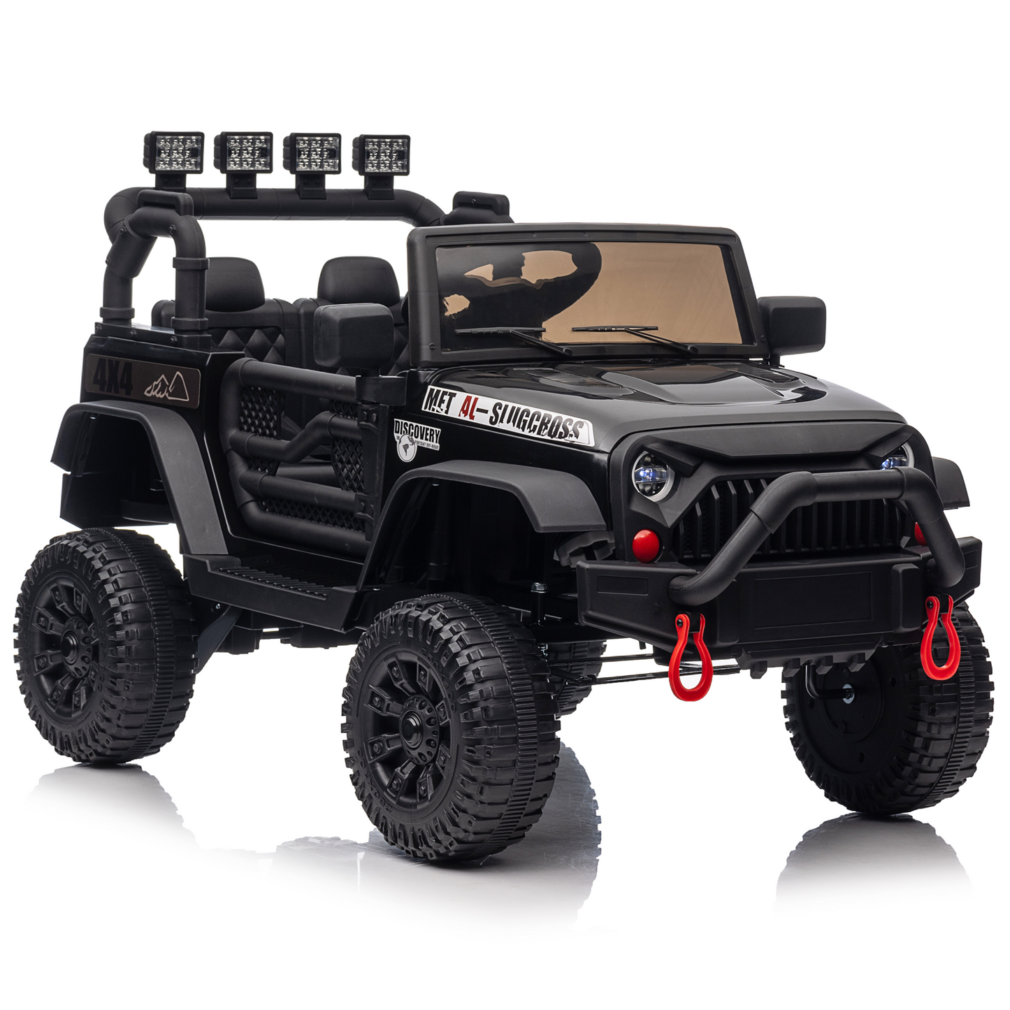 Joyracer 24V Kids Ride on Toys Car with Remote Control, Powered Truck car w/Four-wheel Shock Absorber, Speed Adjustable, LED Lights, Bluetooth Music,Black