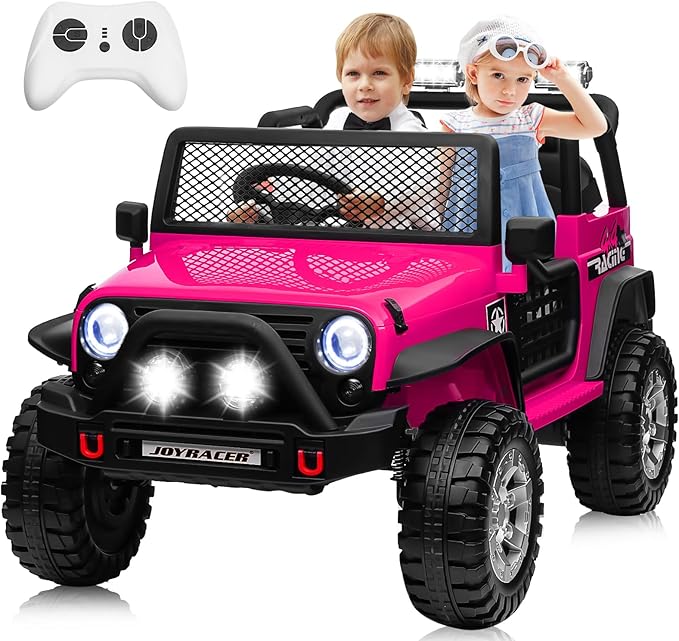 24V 2 Seater Kids Ride On Truck Car with Remote Control, 9Ah Battery Powered Electric Ride on Toys w/ 2*200W Motor, Bluetooth MP3 Music, 4 Wheels Suspension, 3 Speeds, Army Green,black,red,rose pink,pink-618