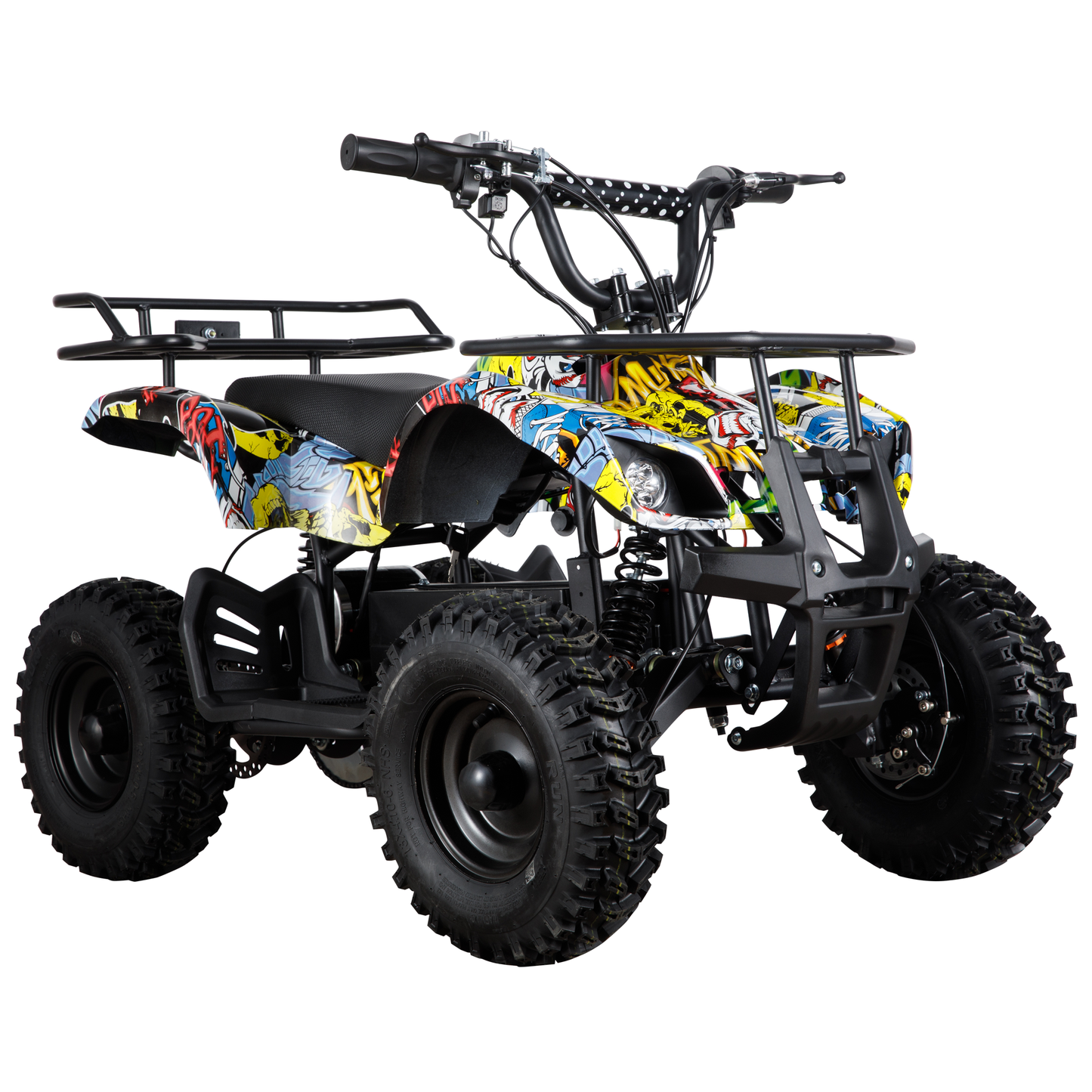 Joyracer 500W Dirt Quad - 36V Powered Ride-on, Electric 4-Wheeler for Kids Teenager, Mini ATV w/ Brush-less Motor, Hydraulic-spring Absorbers, Disc Brakes, 3 Speeds, Up to 16 mph, Yellow