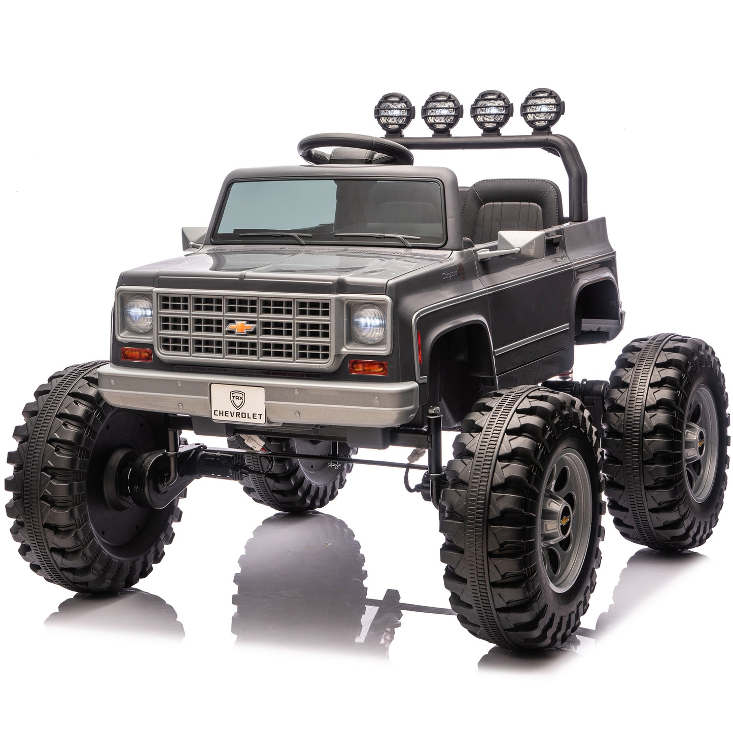 Joyracer 24 Volt Ride on Toys, Electric Truck for Kids with Remote, Chevrolet Cheyenne Power Car Wheels with Bluetooth Music, USB, LED Lights, Pink