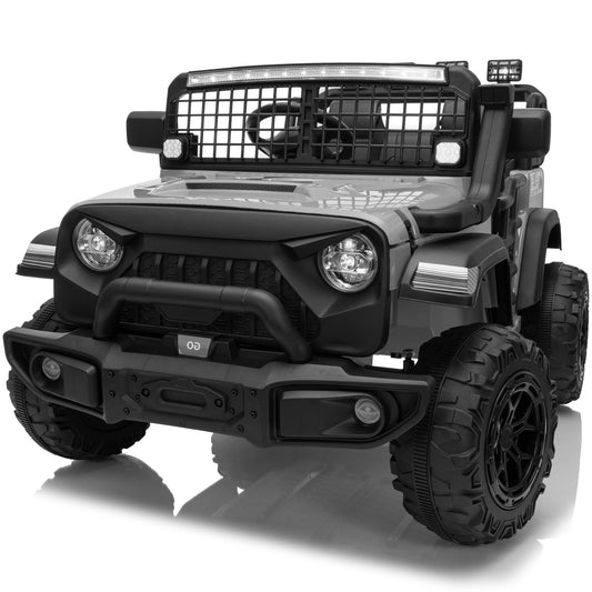 4WD 24 Volt Ride on Toys, Joyracer Electric Truck for Kids, 2 Seater Power Car Wheels with Remote, Bluetooth Music, USB, LED Lights, Black