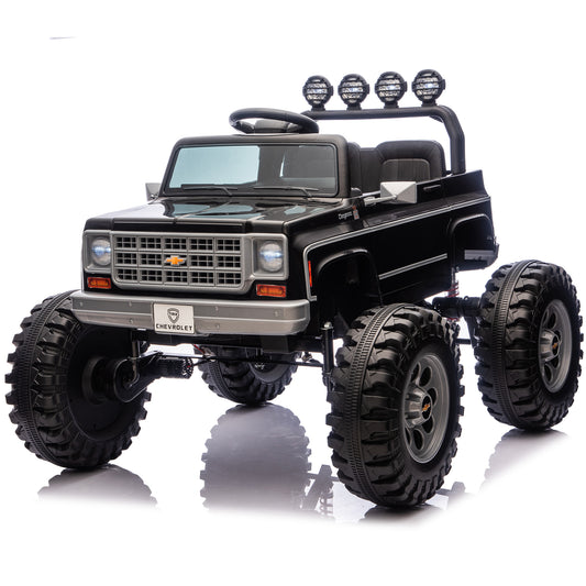 Joyracer 24 Volt Ride on Toys, Electric Truck for Kids with Remote, Chevrolet Cheyenne Power Car Wheels with Bluetooth Music, USB, LED Lights, Pink