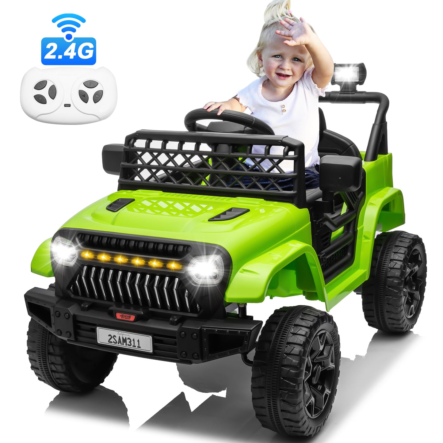 12V Ride on Toys with Remote Control, Kids Battery Car Electric Powered Ride on Car w/ 3-Speed, 4-Wheel Suspension, Music, Bluetooth, MP3, LED Lights, Large Wheels, Black