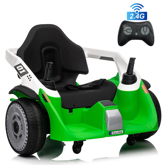 Joyracer 24V Bumper Car for Kids with Remote Control, 3 Speeds, 24 Volt Ride on Toys Electric Car with Volume Adjustable, Music, Bluetooth, MP3, Horn, Green