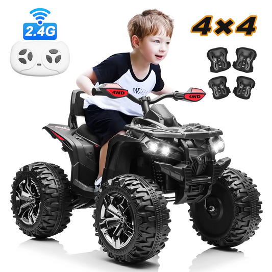 Joyracer 24 Volt Ride on Toys with Romote Control, 800W Kids ATV Four-Wheeler Quad Car w/ Knee Pads, 2 Seater Off-Road Ride on ATV for Big Kids