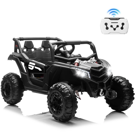 Joyracer 24V Ride on Toys w/ Remote Control, 4WD Powered Electric Off-Road UTV with 4*200W Motors, Larger Seat 4 Wheeler with LED Light, Bluetooth, Music, Spring Suspension, 3 Speeds,3-8years